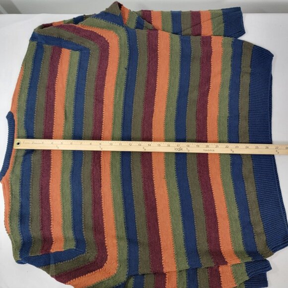 Oliver Harris Vintage Wool Blend Sweater Earth Tone Stripe Knit Pullover '90s XL - Picture 5 of 7